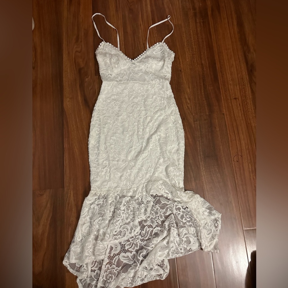 White Lace Mermaid Tail Dress